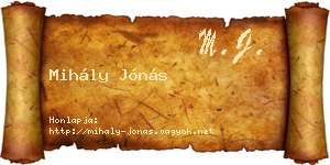 Mihály Jónás névjegykártya